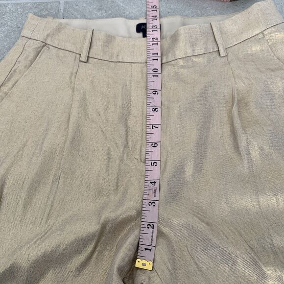 J Crew Gold Shimmer Linen Blend Wide Leg Pants US Women's 8T - Picture 4 of 6